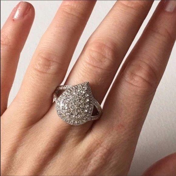 New Diamond & Crystal Teardrop Ring Size 5