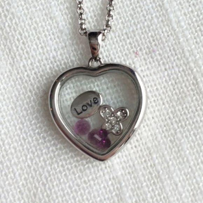 New Looking Glass Silver Plate Love Charm Necklace