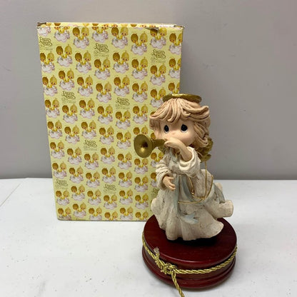 Precious Moments 181404L Angel with Trumpet Musical Silent Night In Box