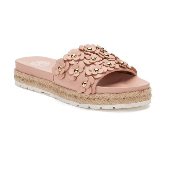 New SO Pompane Blush Slide Sandals Floral