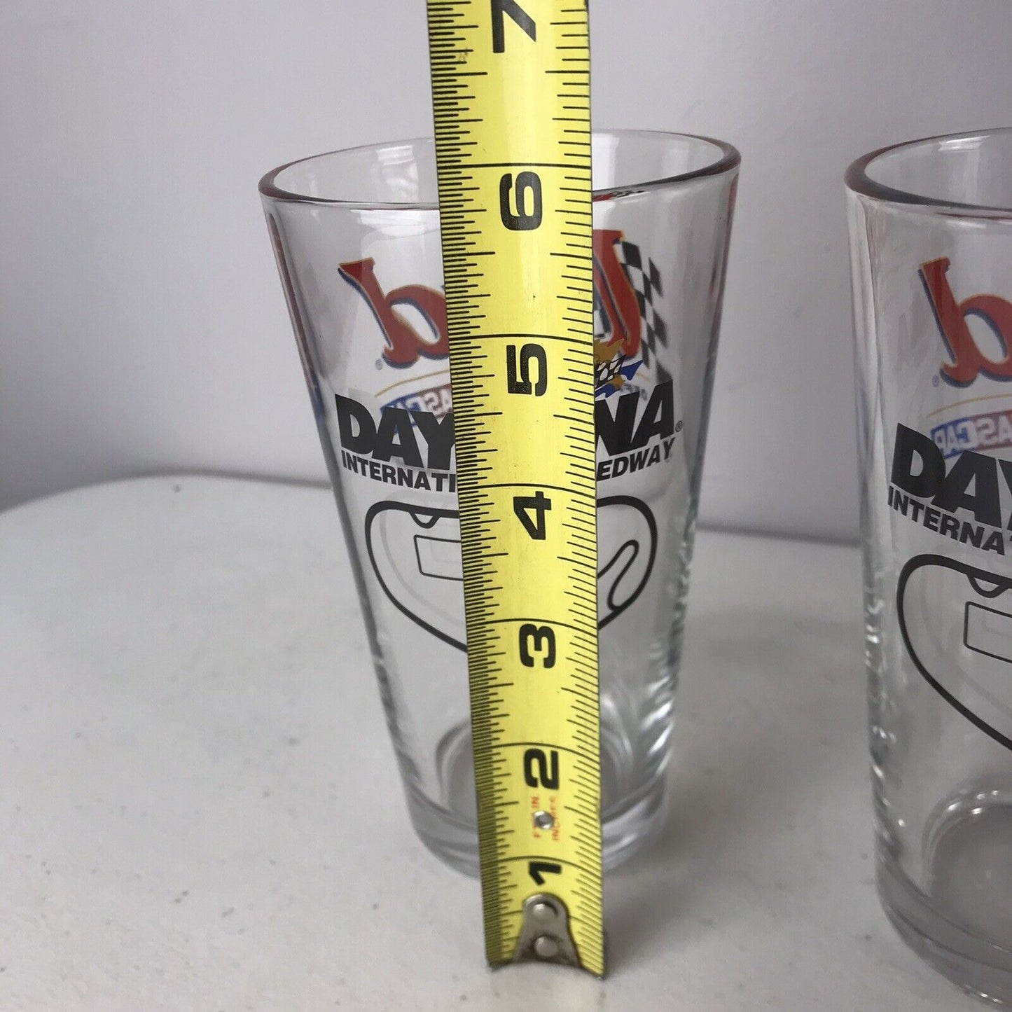 Set 4 Budweiser BUD NASCAR Beer Glasses DAYTONA International Speedway 16 oz