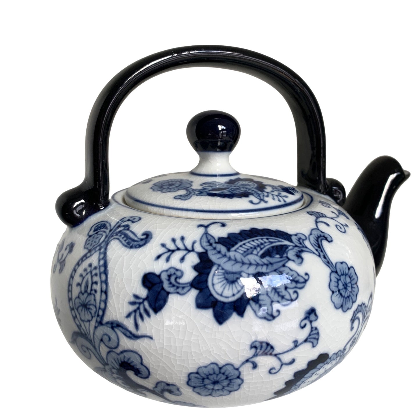 Pier 1 Imports Chinoiserie Blue White Floral Ceramic Teapot