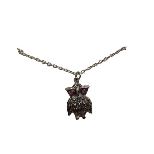 New Marcasite Owl Silver Necklace