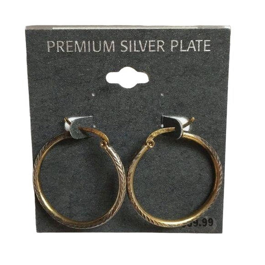 New Silver Plate Hoop Earrings