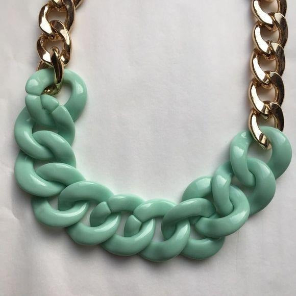 Vintage | Chunky Teal & Gold Metal Necklace