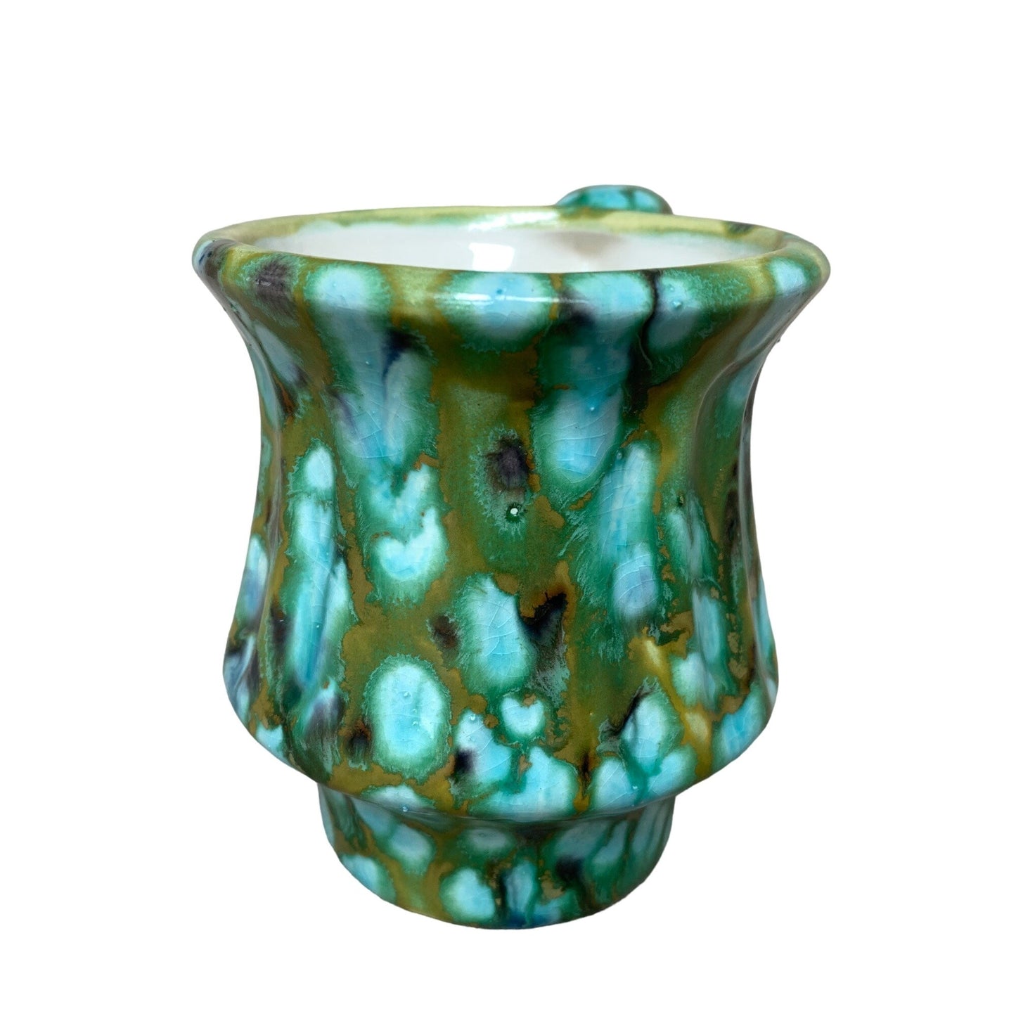 Vintage Drip Glaze Green Blue Ceramic Coffee Mug 1980