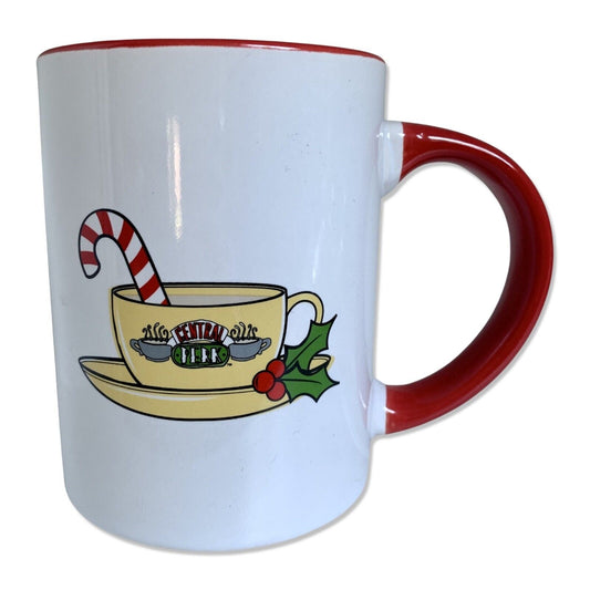 Friend's Central Perk Christmas Candy Cane Holly Large Coffee Mug Ceramic