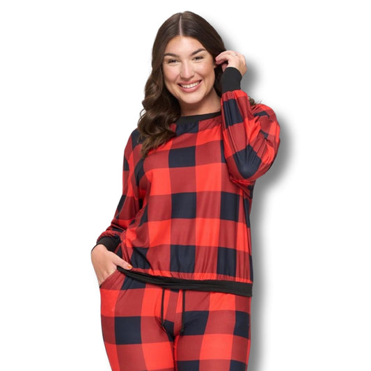Women’s Plus Size Decked Out In Plaid Loungewear Top