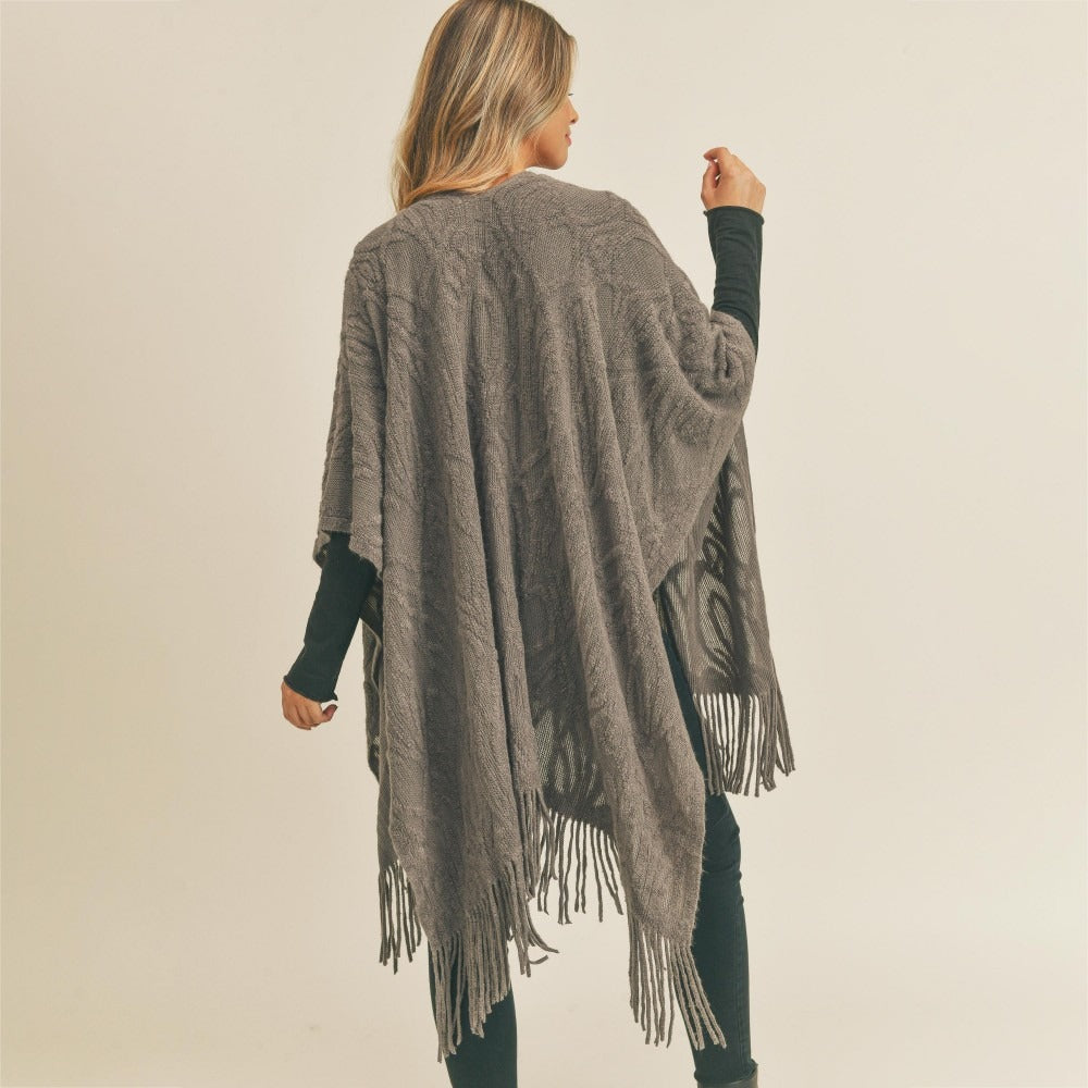 Solid Colored Knit Kimono Wrap